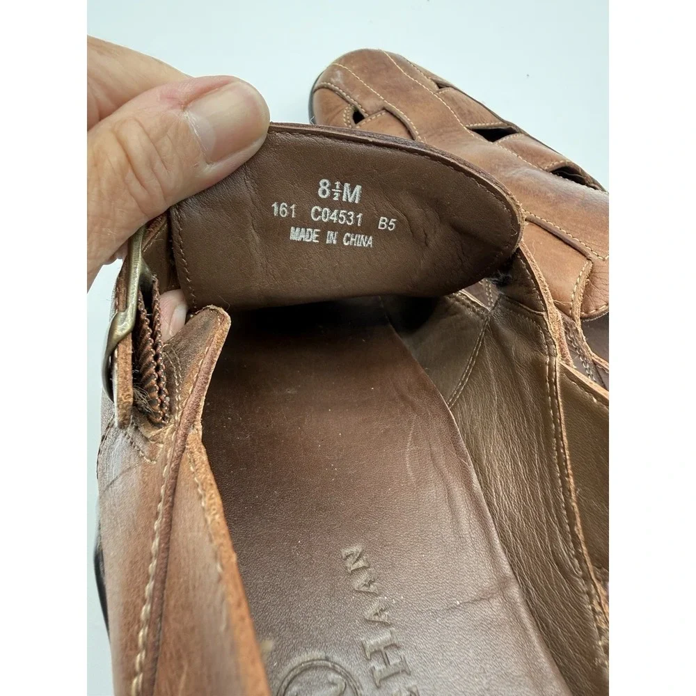 Cole Haan Men's Size 8 Brown Leather Fisherman's Sandals with Buckle Size 8.5 M